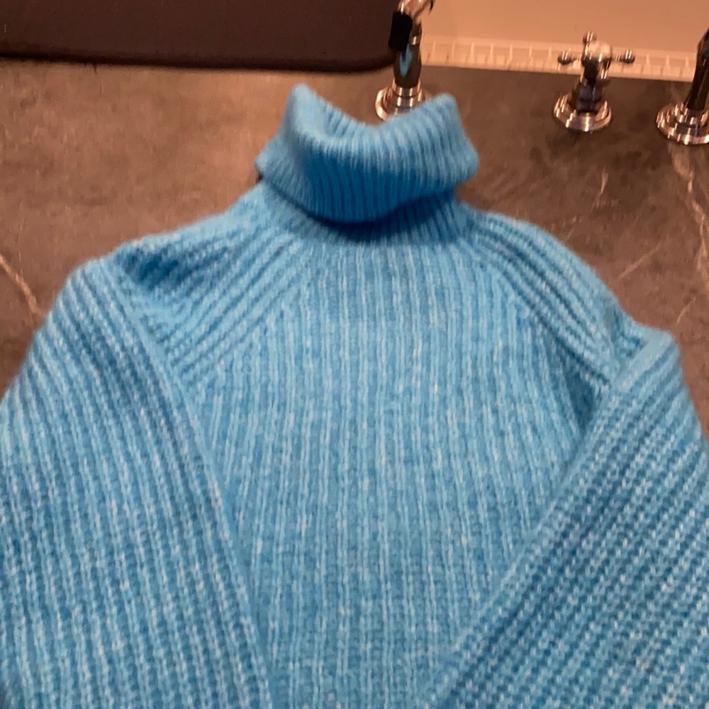 Never worn Zara bright blue Cowel neck sweater.